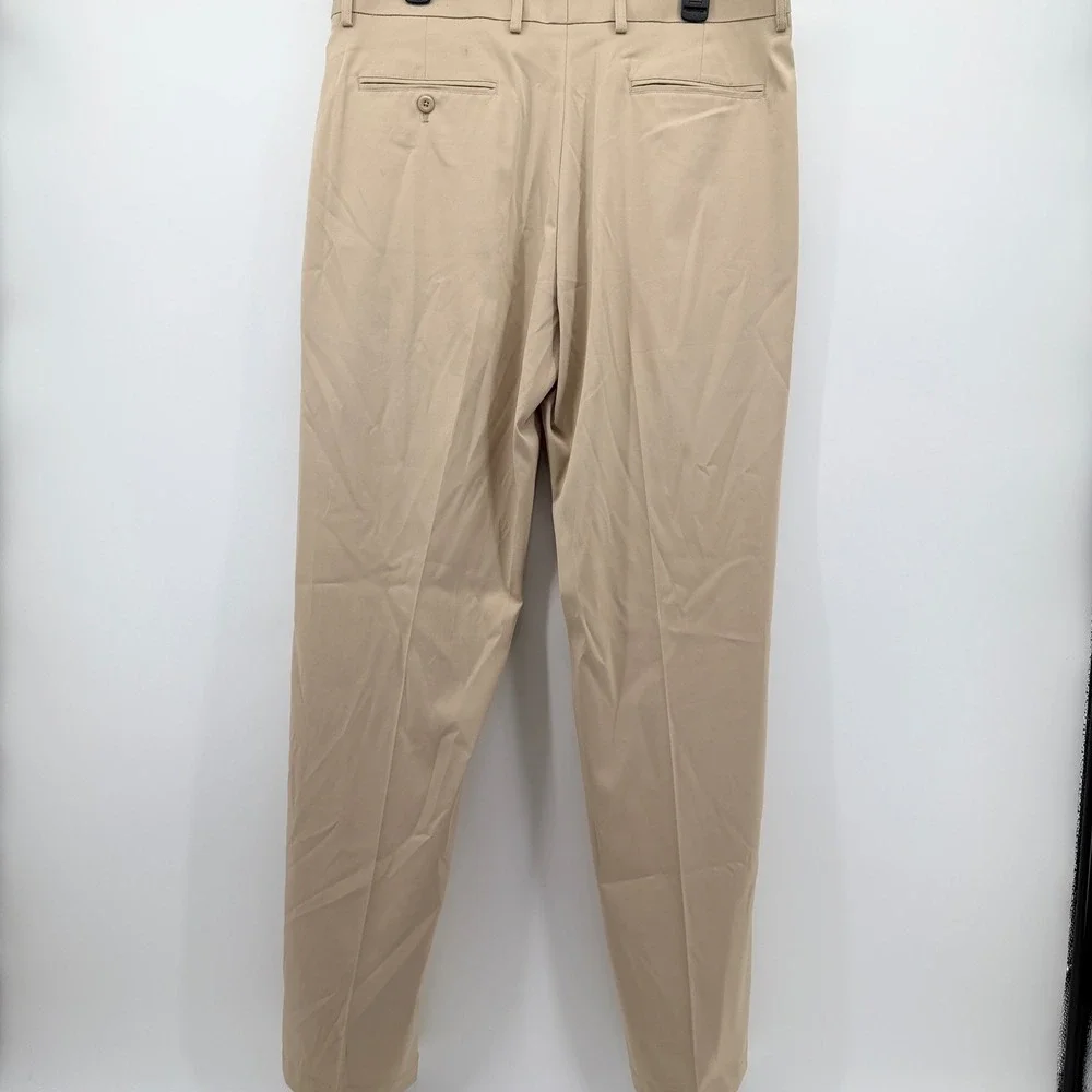 Slazenger Mens Golf Pants Khaki Tan Performance Stretch Flat Front W36 L34
